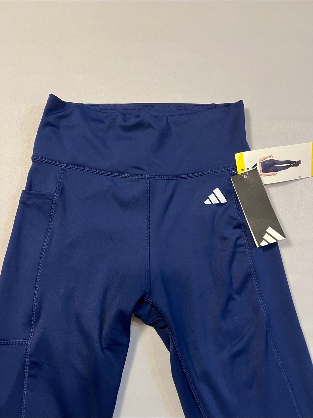 adidas Navy High-Waist Women's Athletic Leggings - Picture 2 of 9
